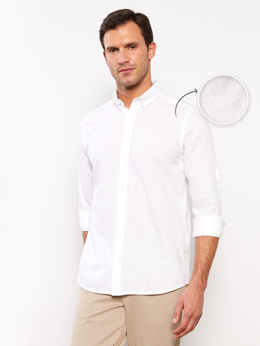 SOUTHBLUE Regular Fit Long Sleeve Linen Blend Men's Shirt -S3AQ14Z8-Q6K