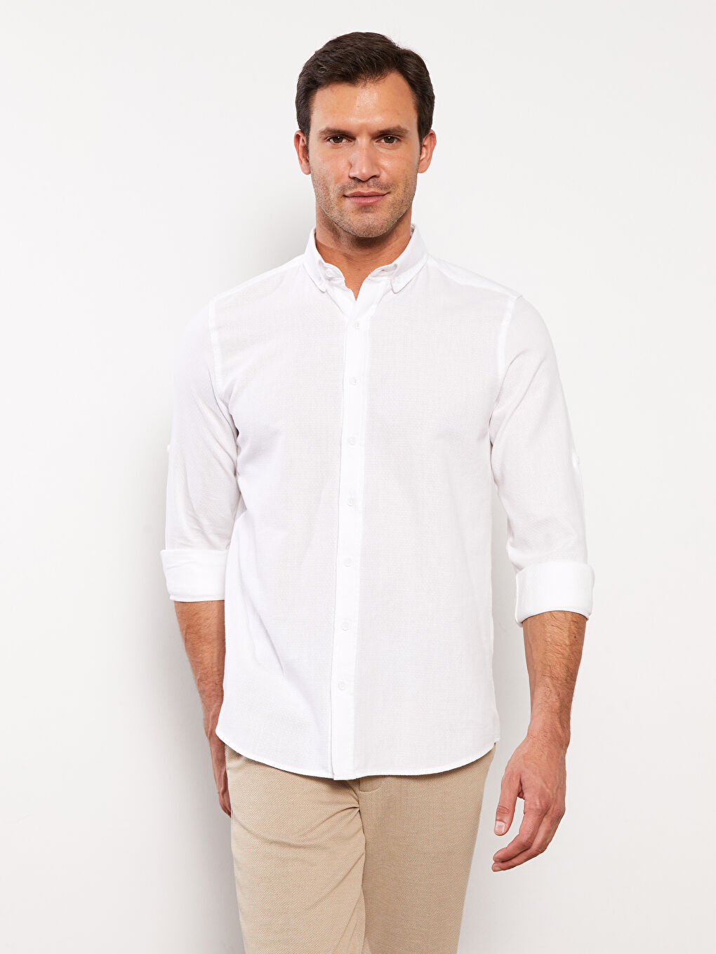 SOUTHBLUE Regular Fit Long Sleeve Linen Blend Men's Shirt -S3AQ14Z8-Q6K