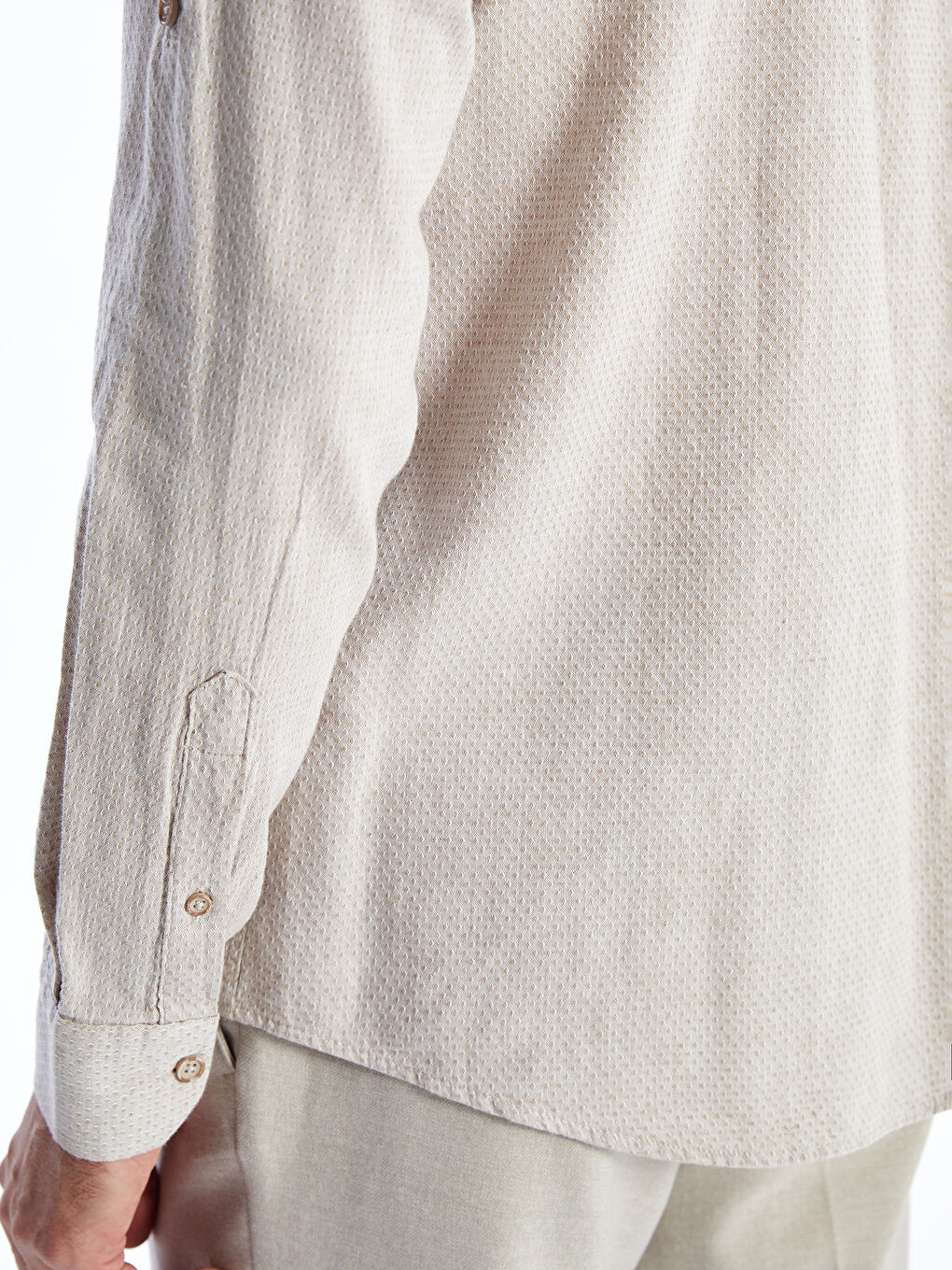 Chemise pour Hommes en Mélange de Lin à Manches Longues Coupe Régulière-4