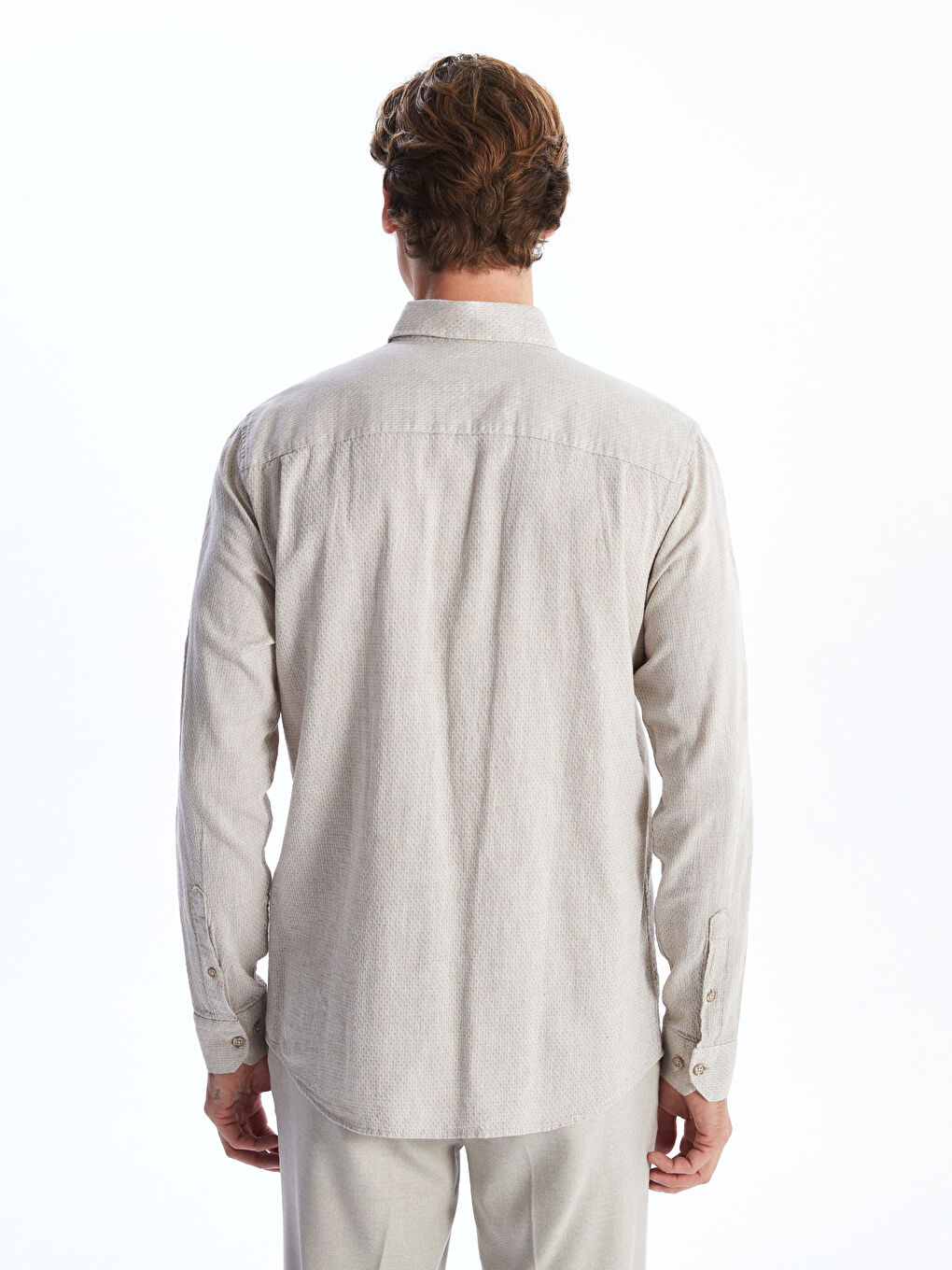Chemise pour Hommes en Mélange de Lin à Manches Longues Coupe Régulière-6