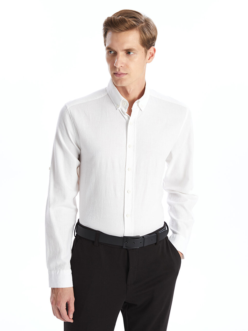 SOUTHBLUE Regular Fit Long Sleeve Linen Blend Men's Shirt -S3AQ14Z8-Q6K