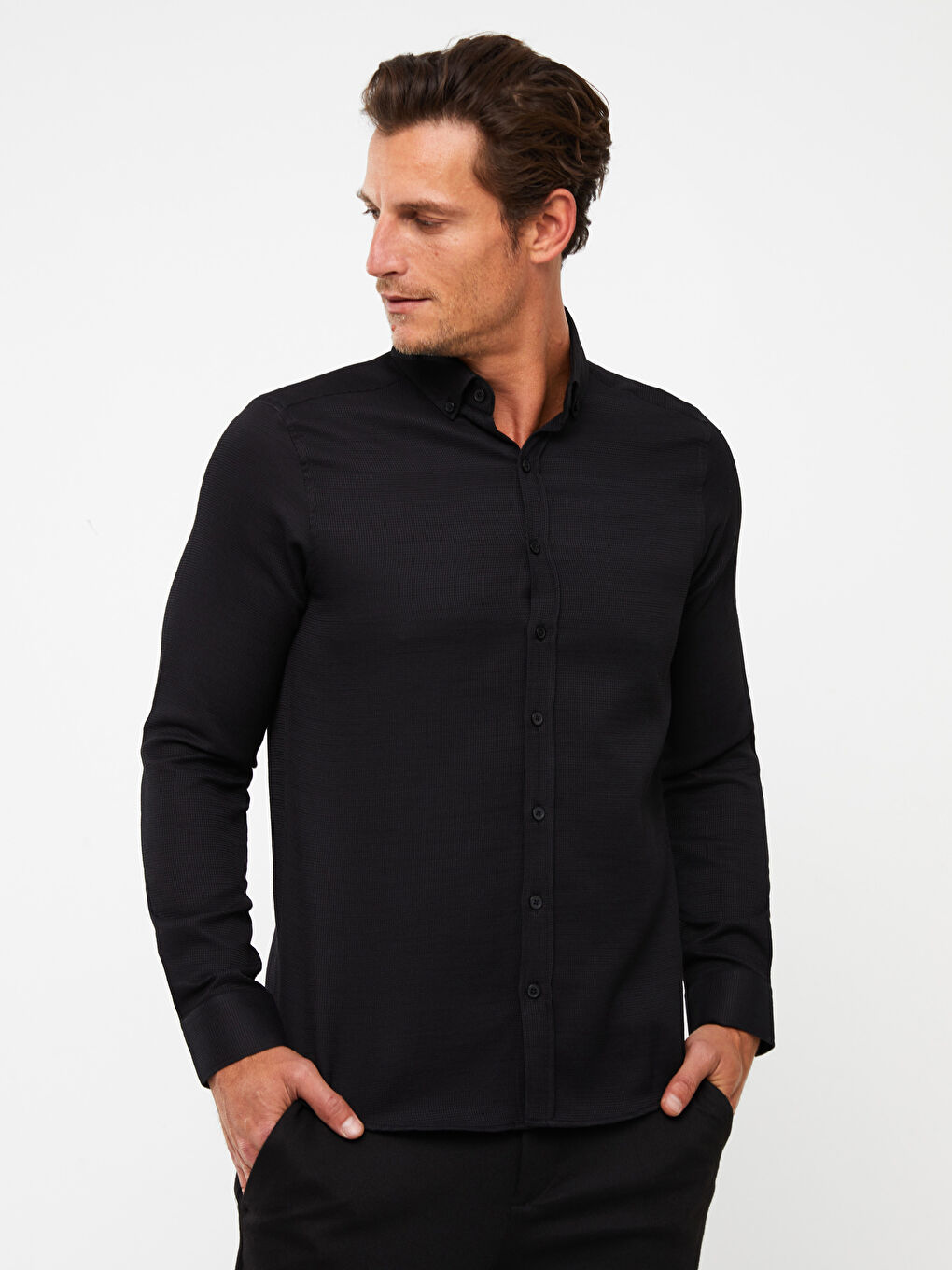SOUTHBLUE Slim Fit Long Sleeve Dobby Men's Shirt -S3AQ15Z8-CVL
