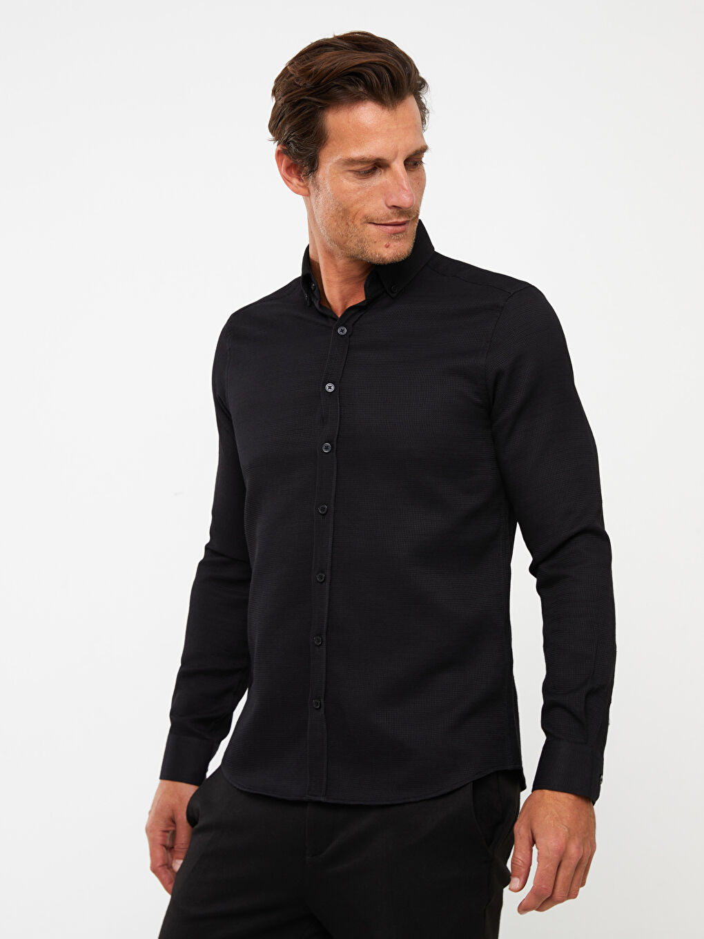 SOUTHBLUE Slim Fit Long Sleeve Dobby Men's Shirt -S3AQ15Z8-CVL