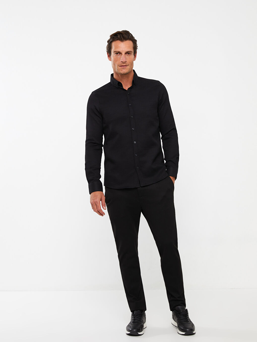 SOUTHBLUE Slim Fit Long Sleeve Dobby Men's Shirt -S3AQ15Z8-CVL