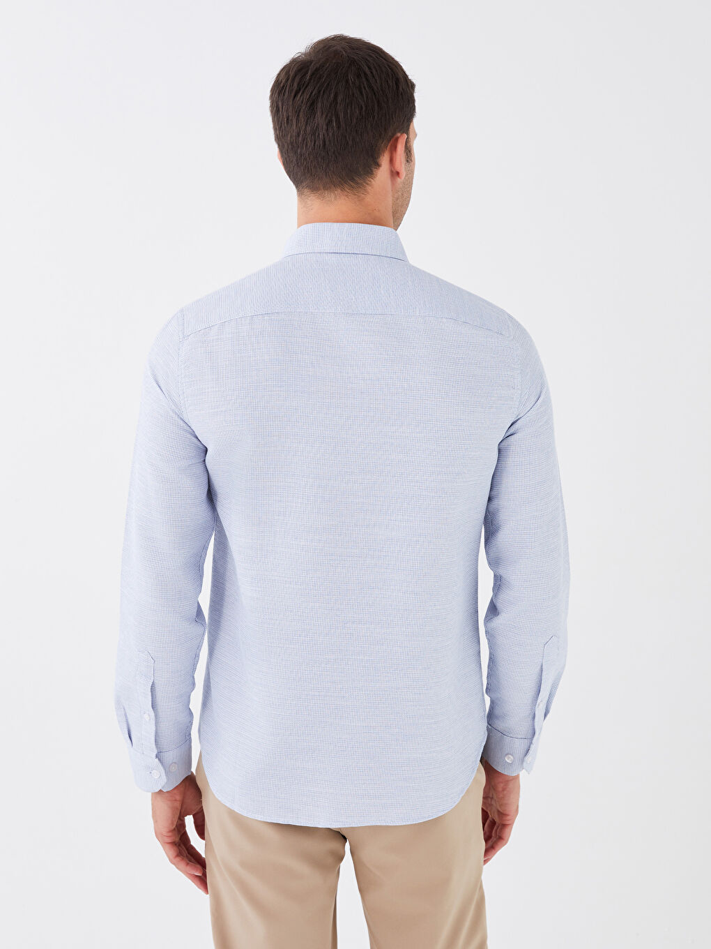 قميص رجالي كم طويل بقماش دوبي بقصة رفيعة-4