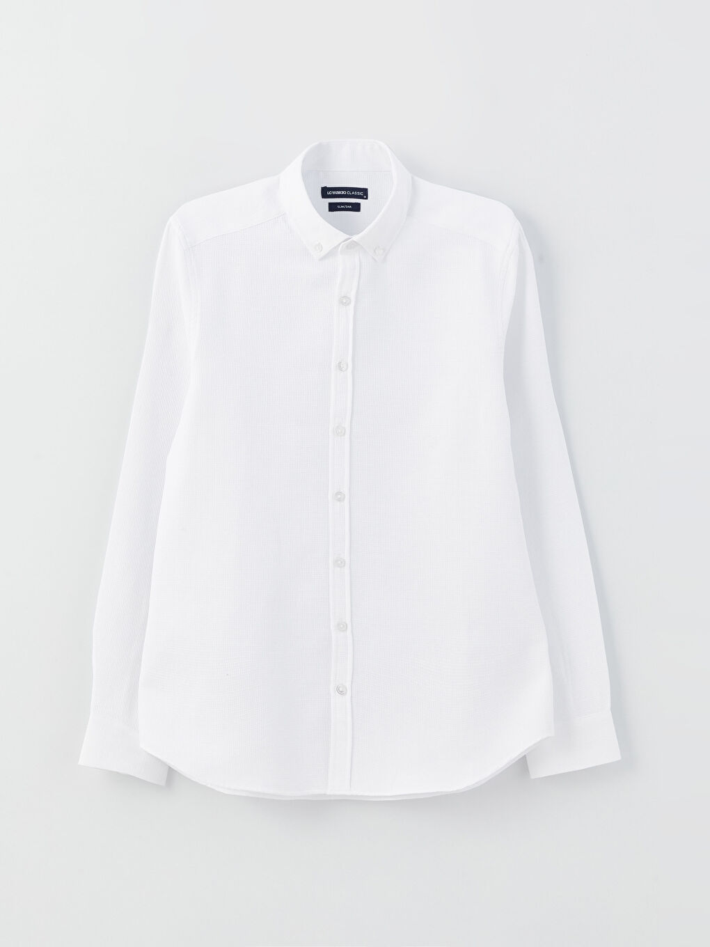 Beyaz Slim Fit Uzun Kollu Armürlü Erkek Gömlek-5