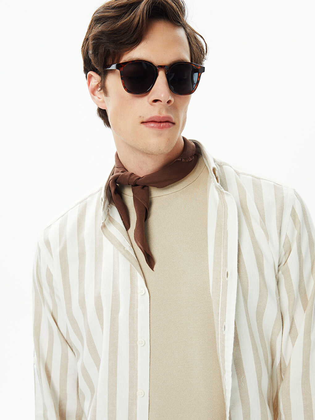 SOUTHBLUE Regular Fit Long Sleeve Striped Linen Blend Men's Shirt -S3AQ16Z8-LE8