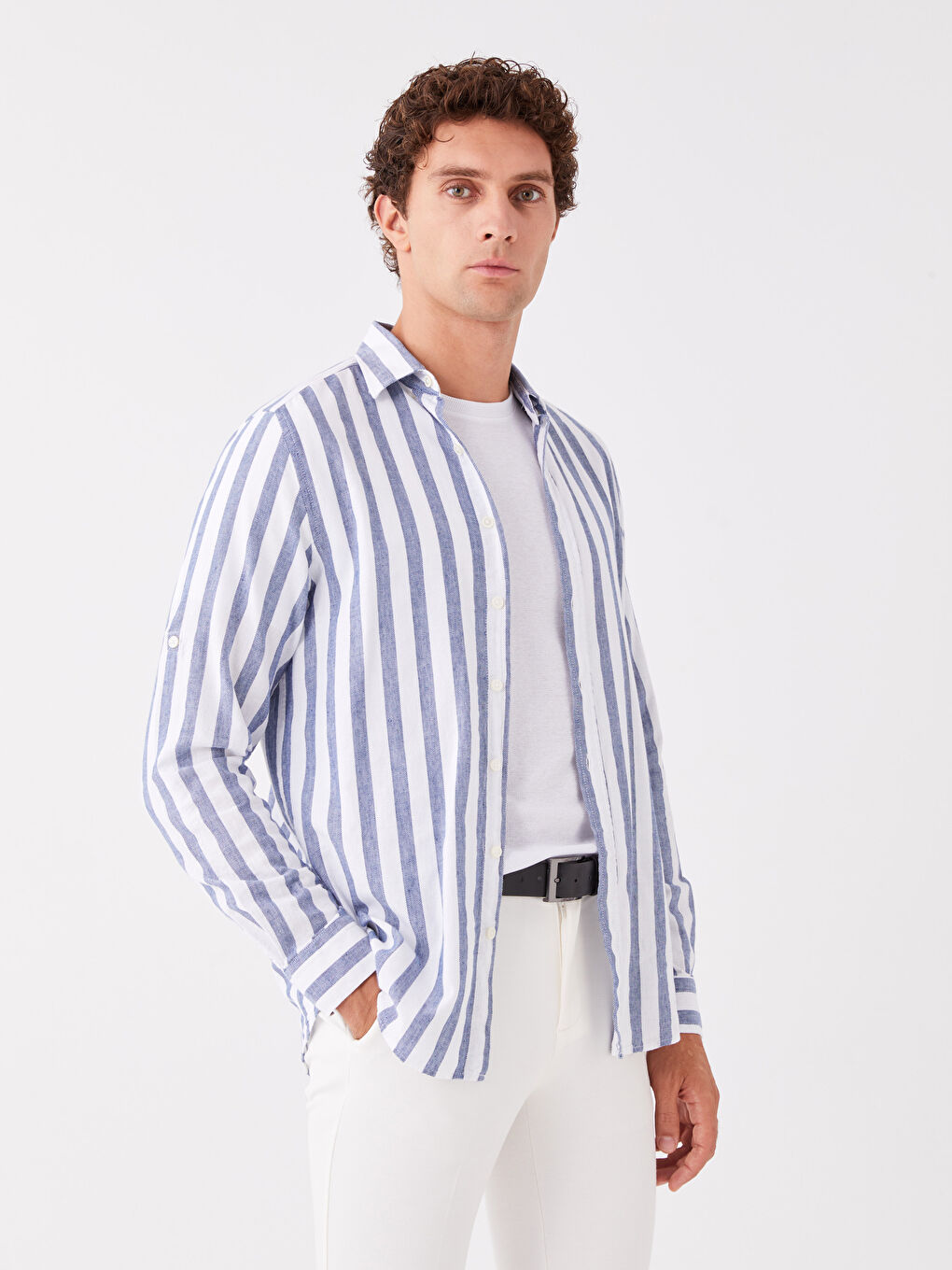 İndigo Regular Fit Uzun Kollu Çizgili Erkek Gömlek