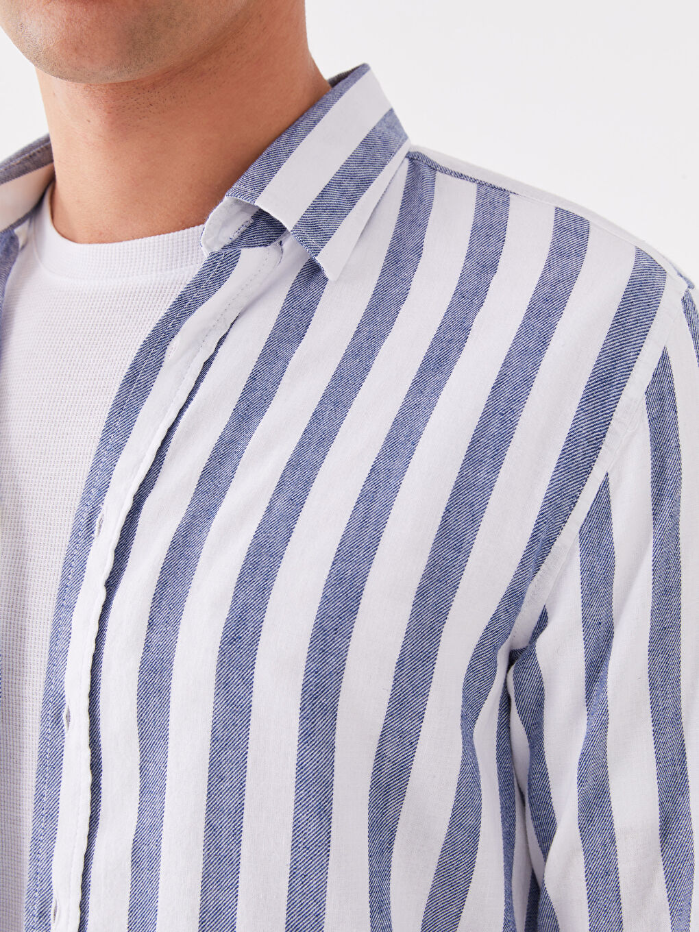 İndigo Regular Fit Uzun Kollu Çizgili Erkek Gömlek-3