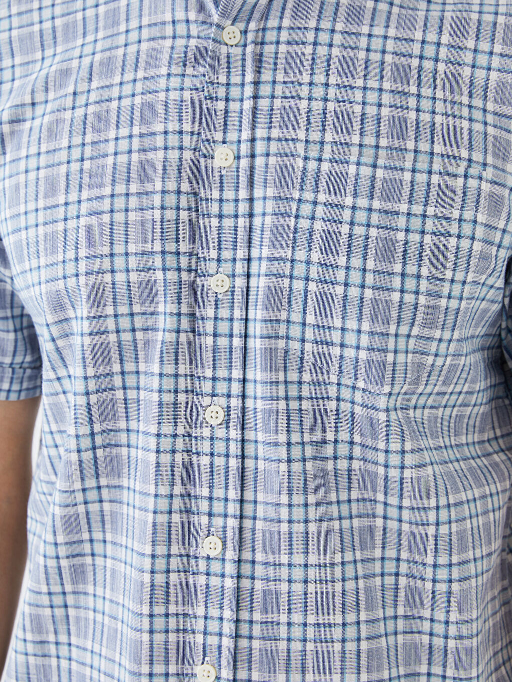 Regular Fit Short Sleeve Plaid Poplin Men's Shirt-3