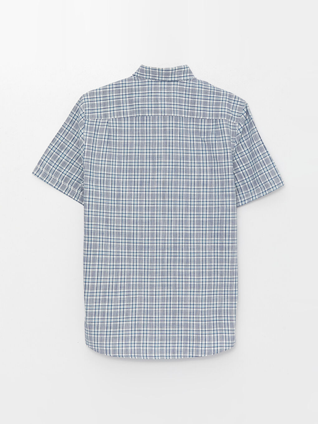 Regular Fit Short Sleeve Plaid Poplin Men's Shirt-6