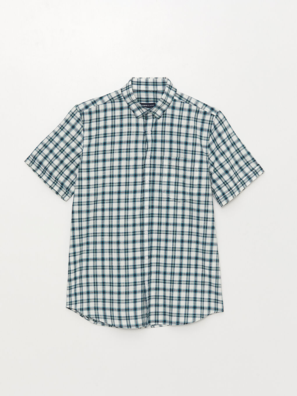 Regular Fit Short Sleeve Plaid Oxford Men's Shirt-5