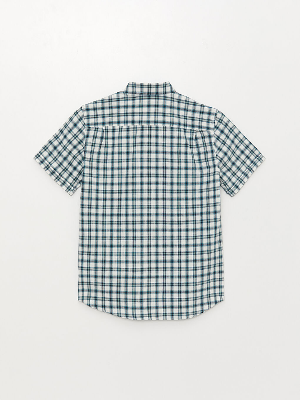 Regular Fit Short Sleeve Plaid Oxford Men's Shirt-6
