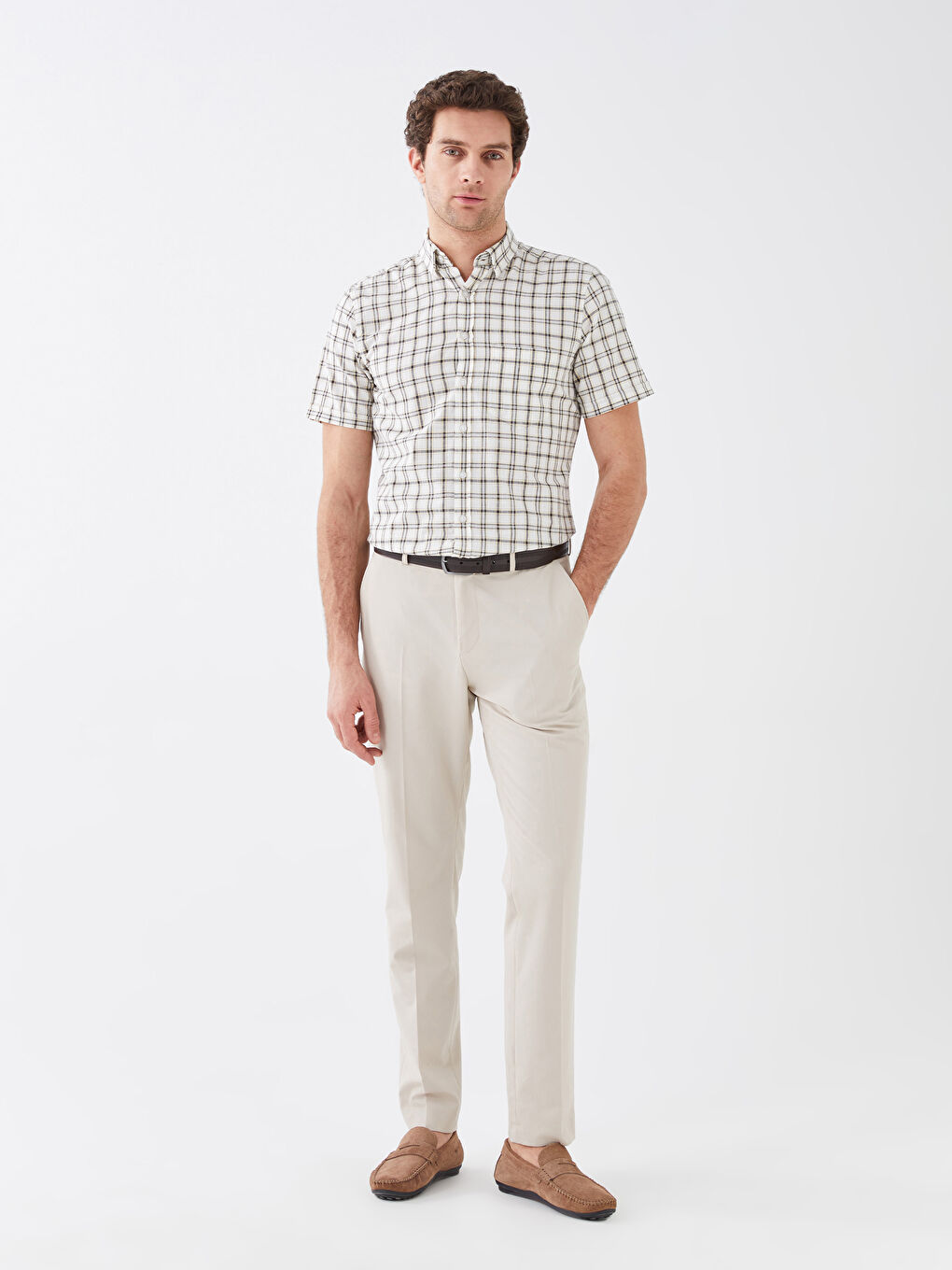 LCWAIKIKI Classic Regular Fit Kısa Kollu Ekose Oxford Erkek Gömlek -S3AQ18Z8-LQ0