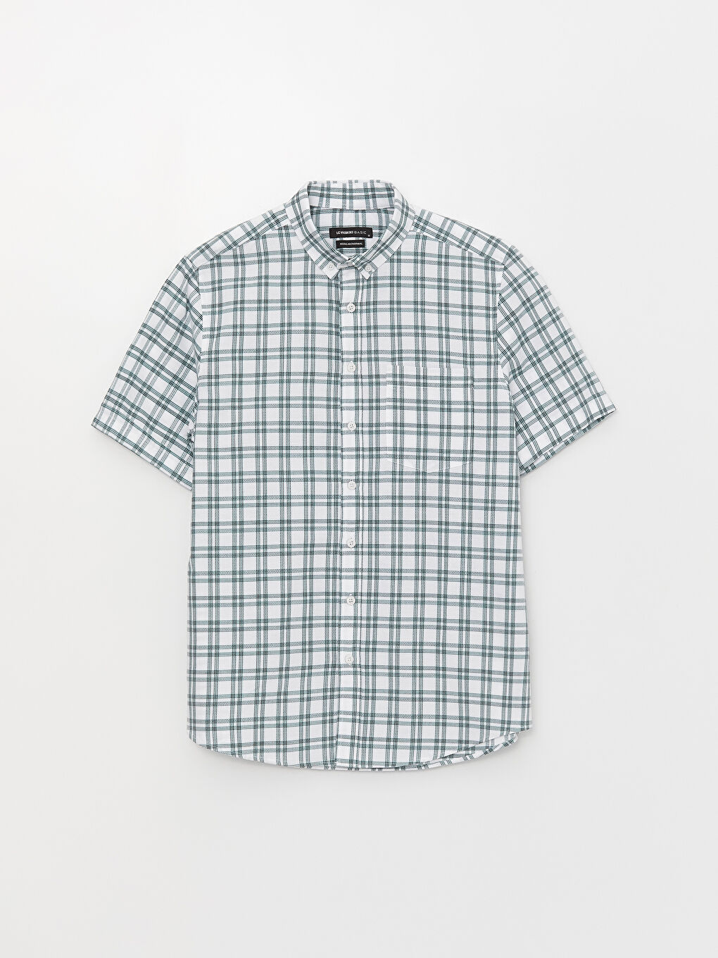 Regular Fit Men's Short Sleeve Plaid Dobby Shirt-5