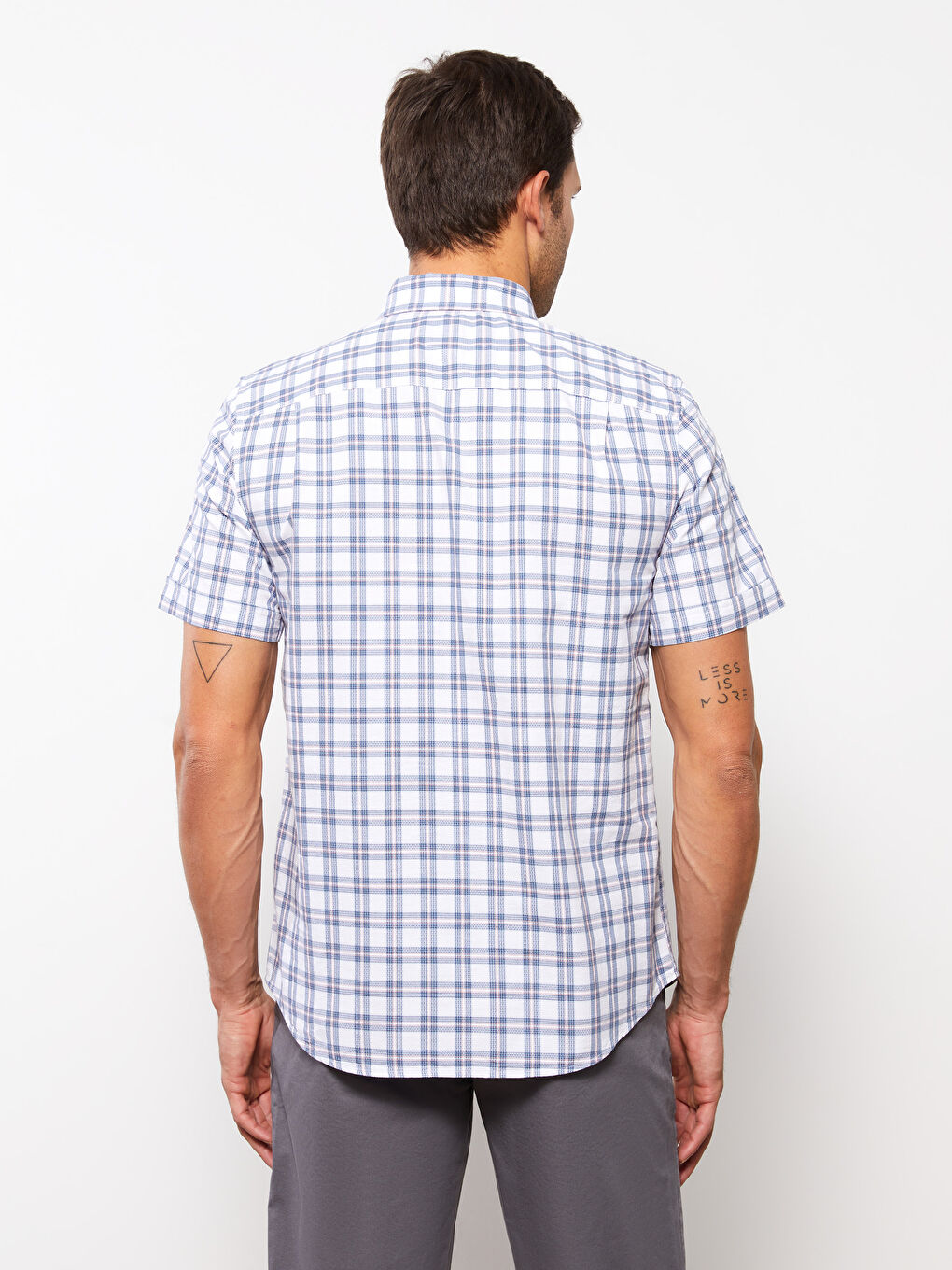 Cămașă Regular Fit pentru Bărbați cu Mânecă Scurtă Carouri Țesătură Dobby-4