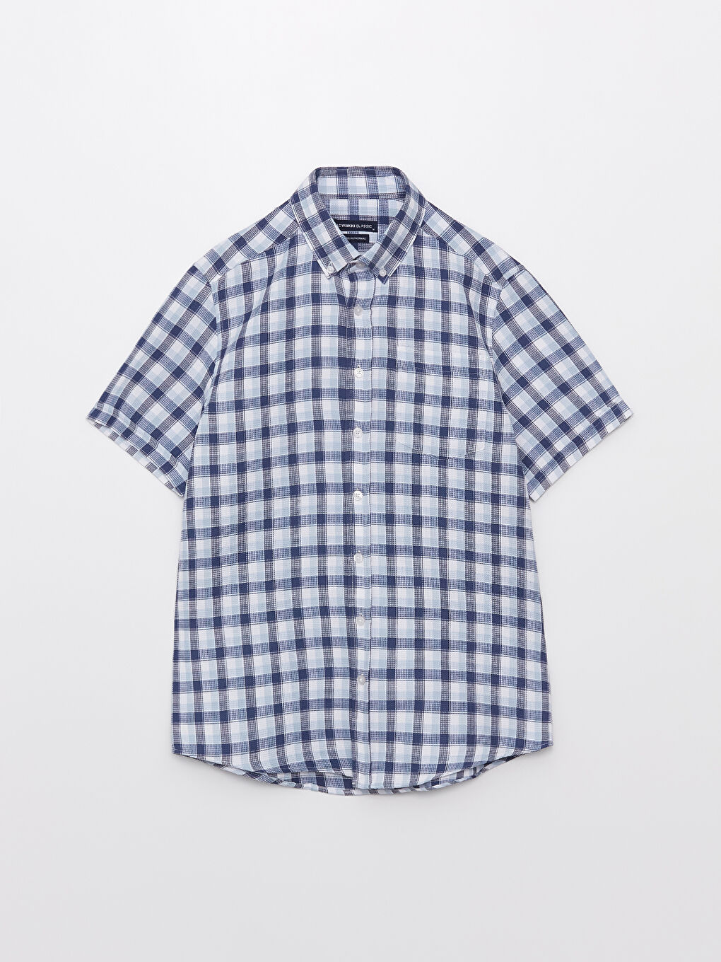 Regular Fit Men's Short Sleeve Plaid Dobby Shirt -S3AQ20Z8-LMR
