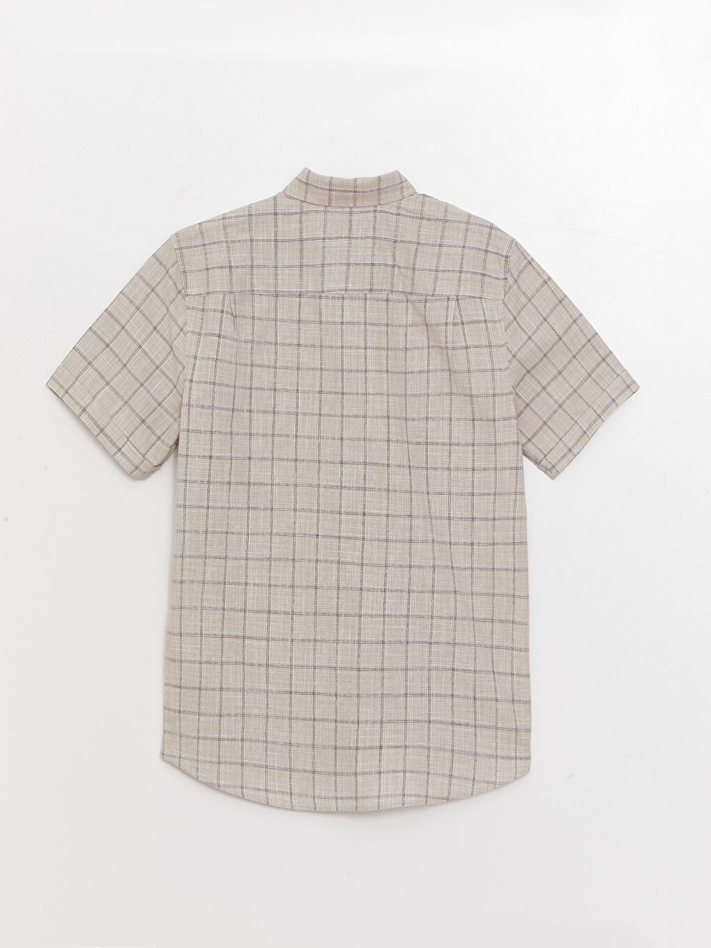 قميص بوبلين كاروهات كم قصير بقصة عادية للرجال-6