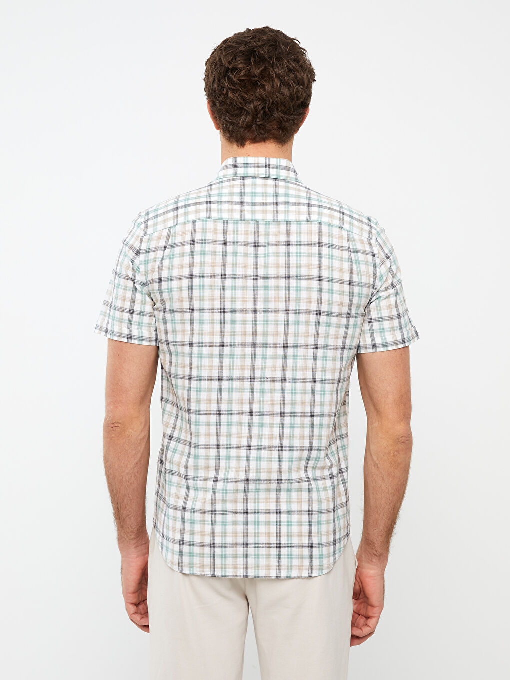 Cămașă Poplin Regular Fit în Carouri cu Mânecă Scurtă-4