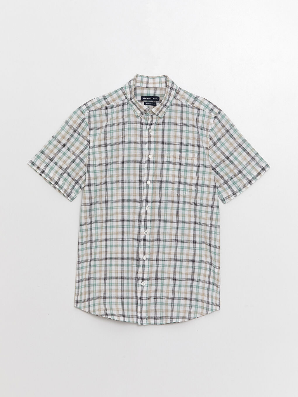 Cămașă Poplin Regular Fit în Carouri cu Mânecă Scurtă-5