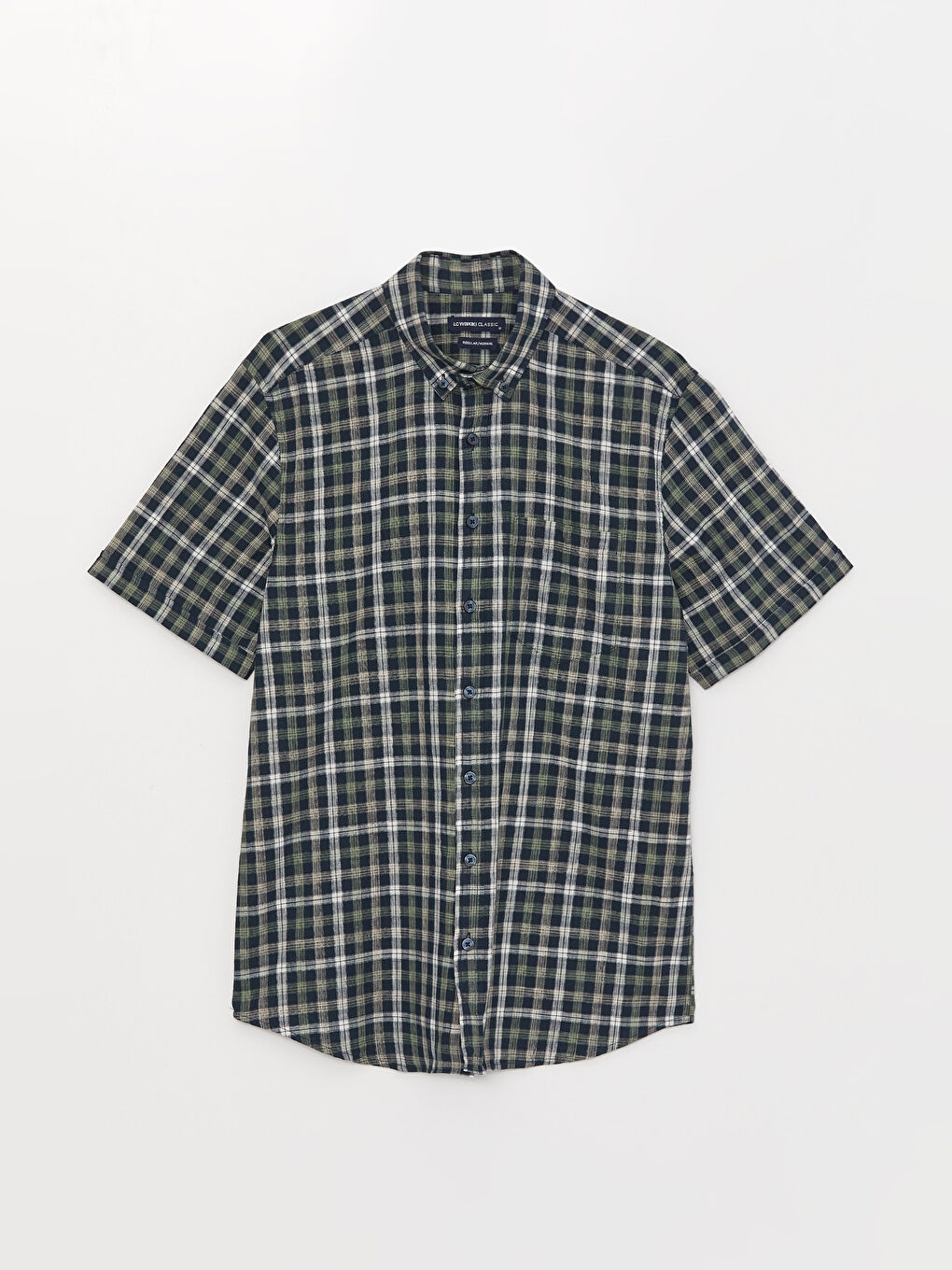 قميص بوبلين كاروهات كم قصير عادي-5