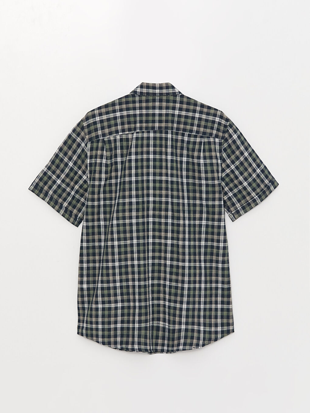 قميص بوبلين كاروهات كم قصير عادي-6