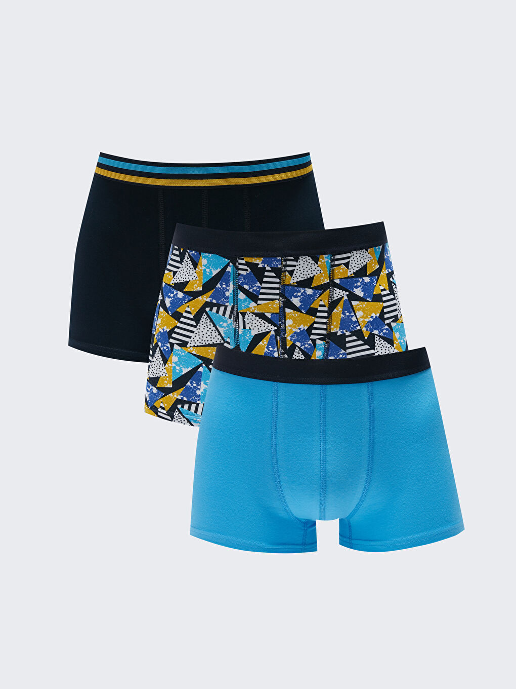 Lacivert Standart Kalıp Pamuklu Esnek Erkek Boxer 3'lü