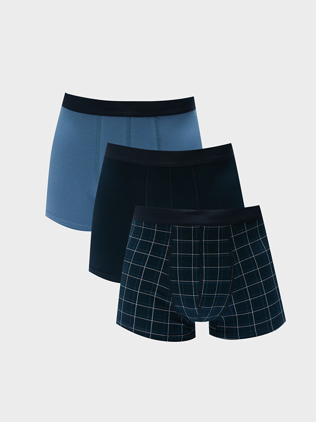 Lacivert Standart Kalıp Pamuklu Esnek Erkek Boxer 3'lü