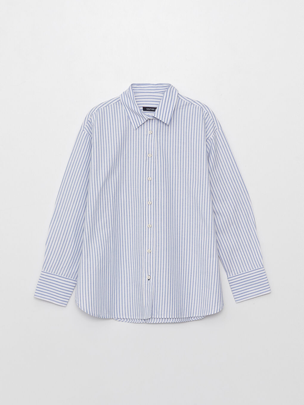 SOUTHBLUE Women's Striped Long Sleeve Oxford Shirt -S3AQ47Z8-LEN