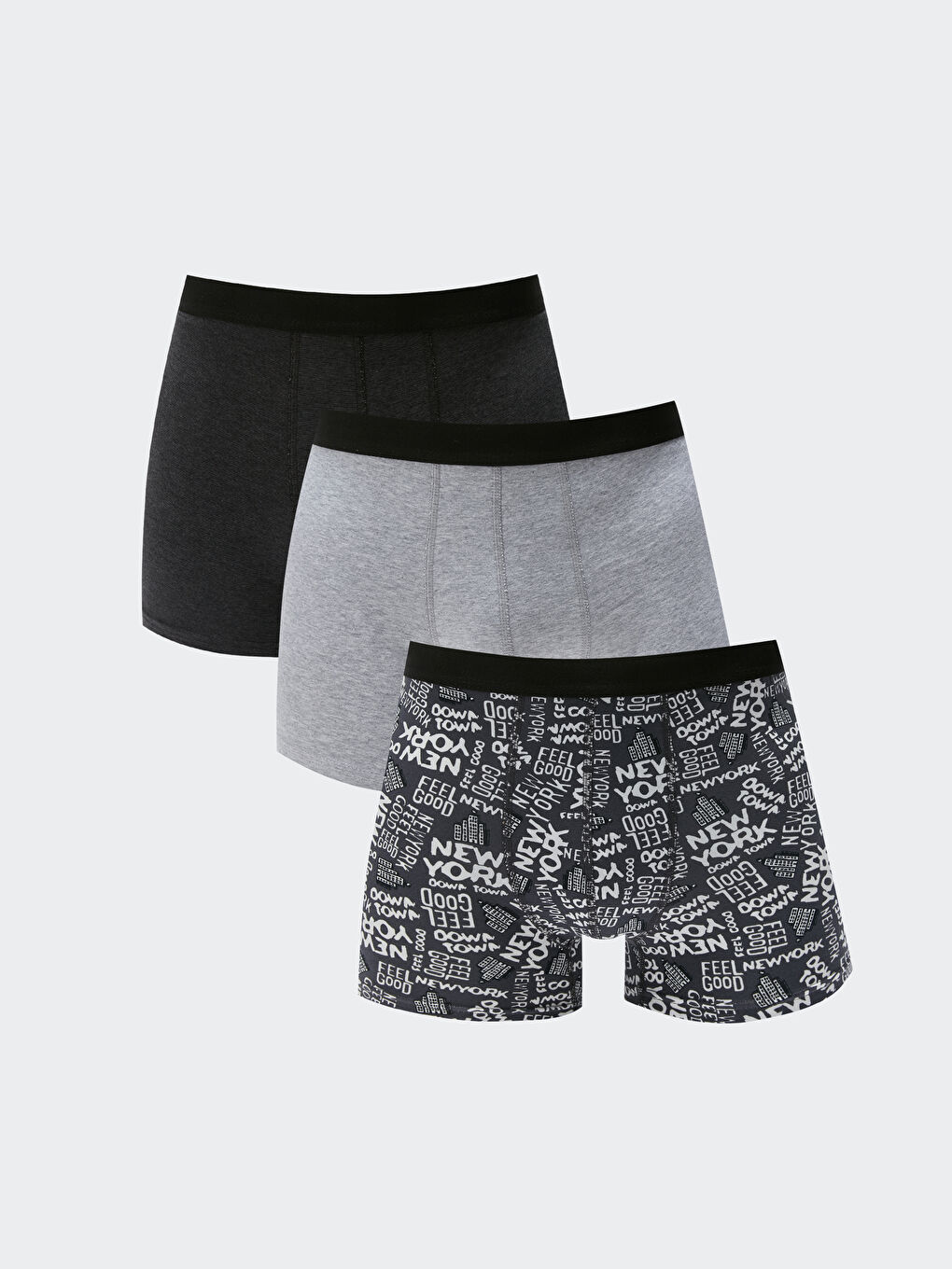 Siyah Standart Kalıp Pamuklu Esnek Erkek Boxer 3'lü