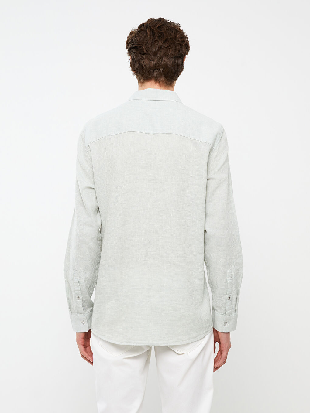 Рубашка из ткани Добби с длинным рукавом стандартного кроя для мужчин-5
