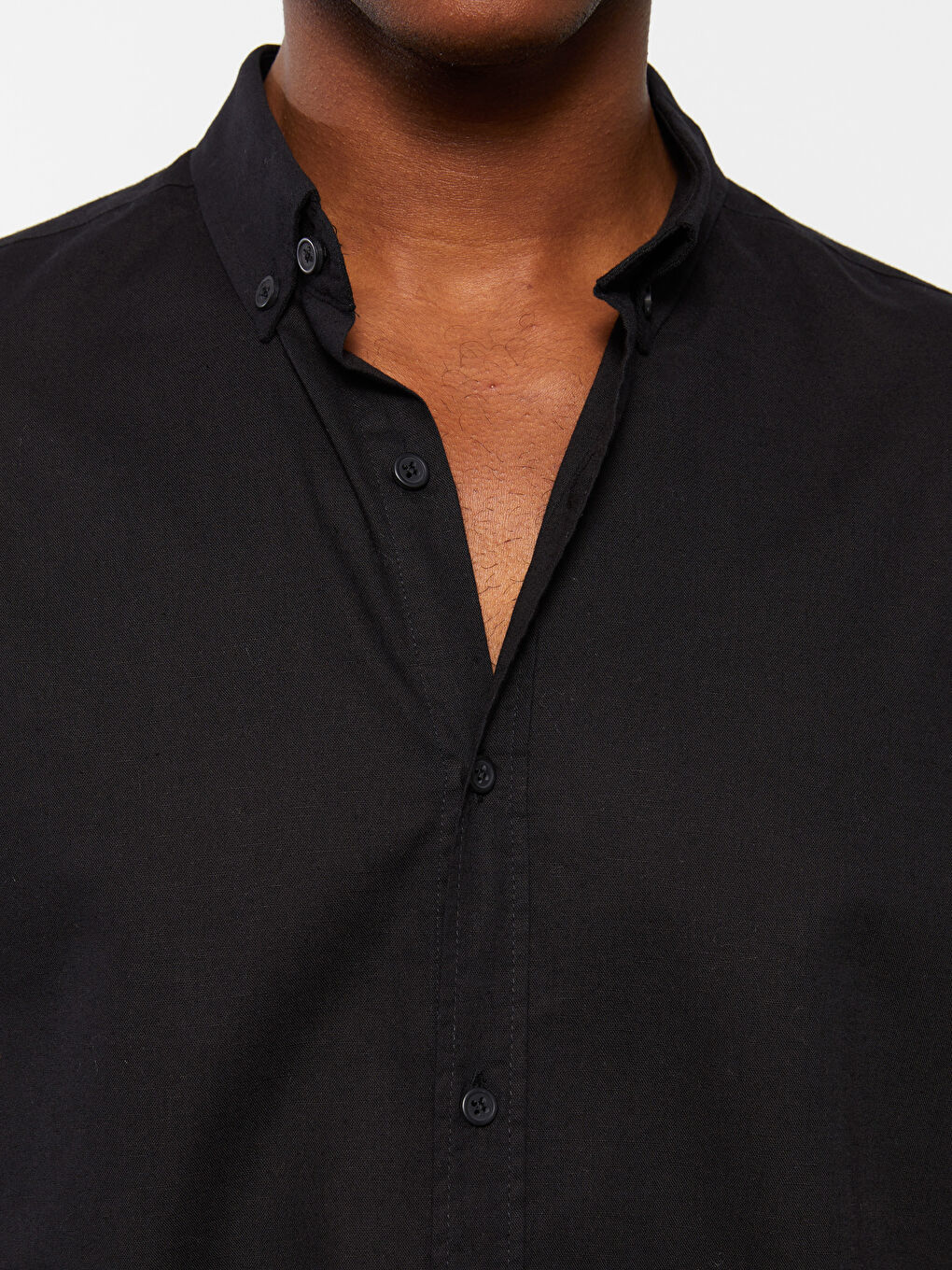 قميص رجالي بأكمام طويلة وخليط كتان بقصة عادية-3