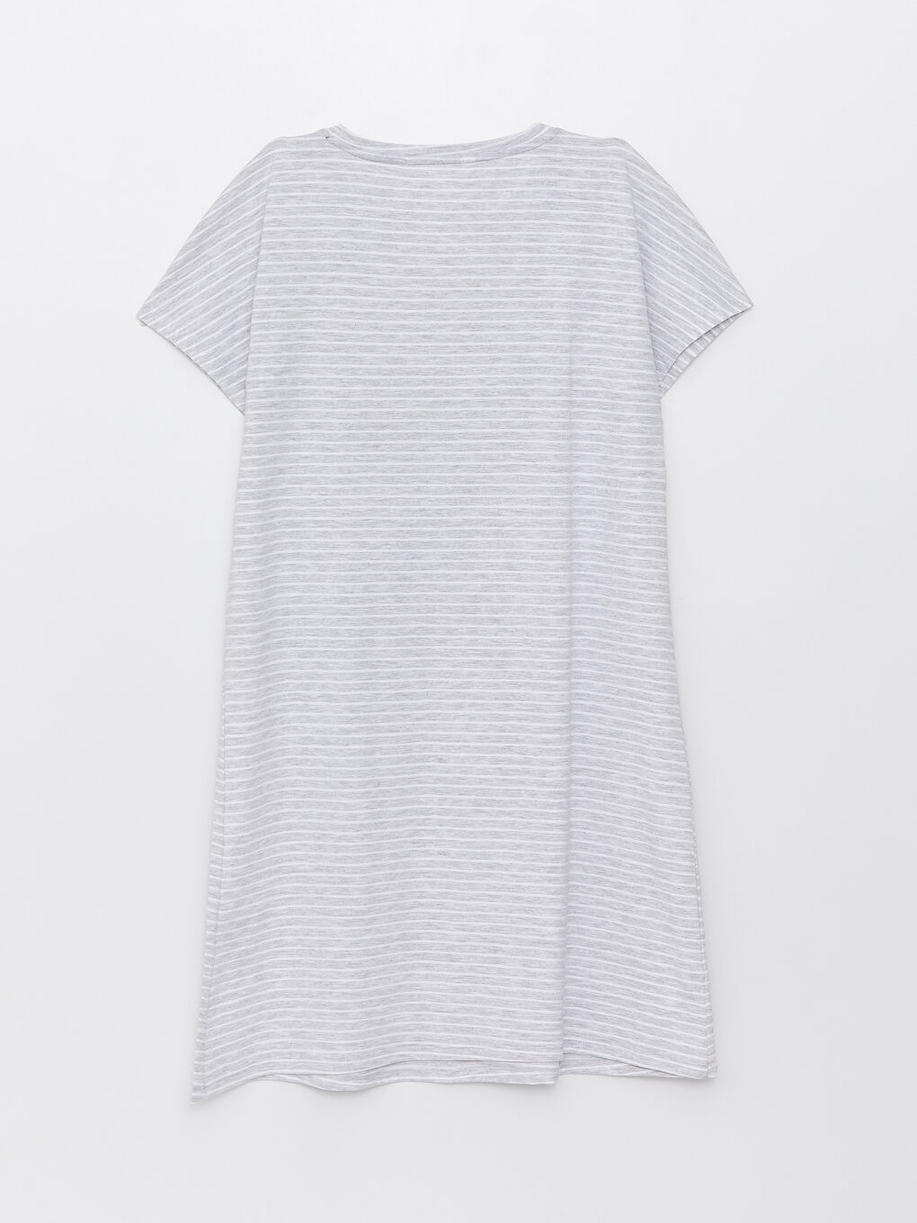 قميص نوم حوامل بياقة دائرية مخطط كم قصير-5