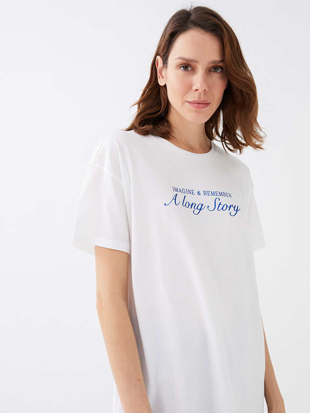 Tricou cu Mânecă Scurtă Imprimat cu Guler Rotund pentru Femei