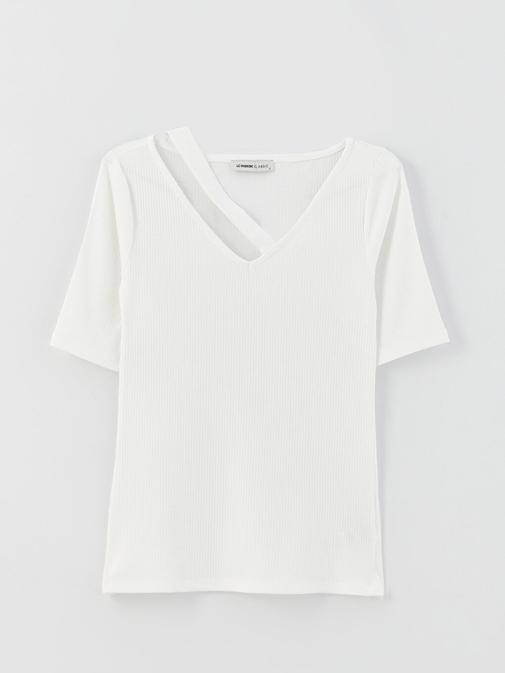 Women V-Neck Straight Short Sleeve T-Shirt-5