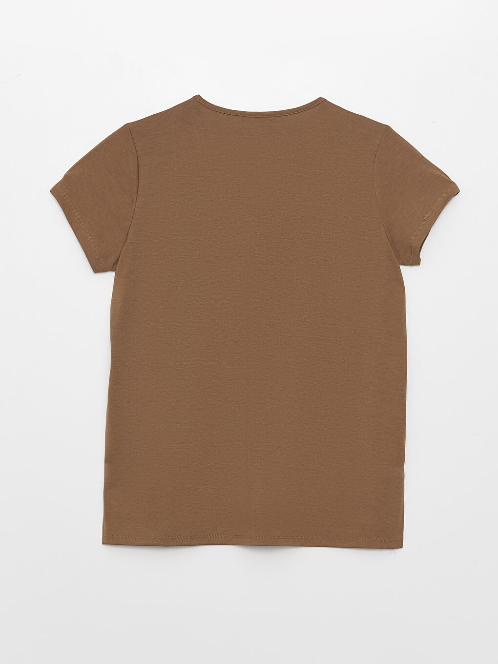 V-Neck Plain Short Sleeve Women's T-Shirt-6