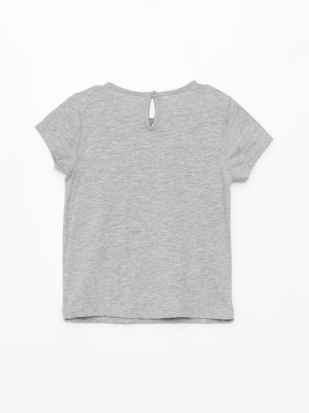 Gri Bisiklet Yaka Kısa Kollu Baskılı Kız Bebek Tişört-2