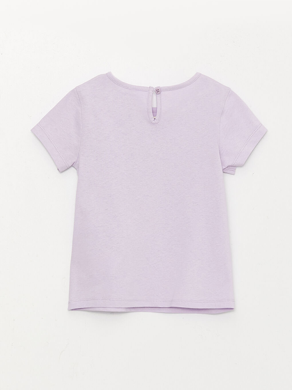 Lila Bisiklet Yaka Kısa Kollu Nostaljik Maymun Baskılı Kız Bebek Tişört-1