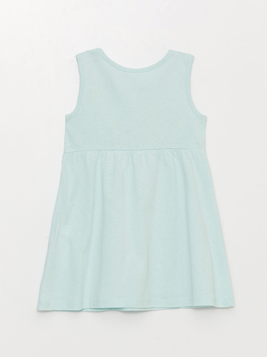 Mavi Bisiklet Yaka Baskılı Kız Bebek Elbise-1