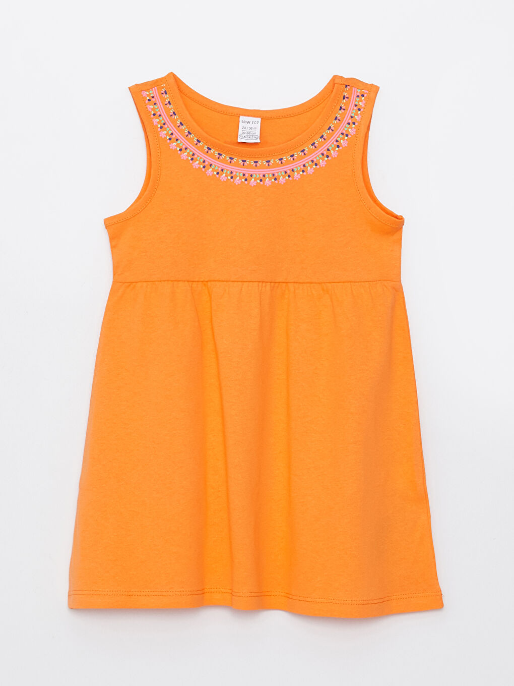 Turuncu Bisiklet Yaka Baskılı Kız Bebek Elbise