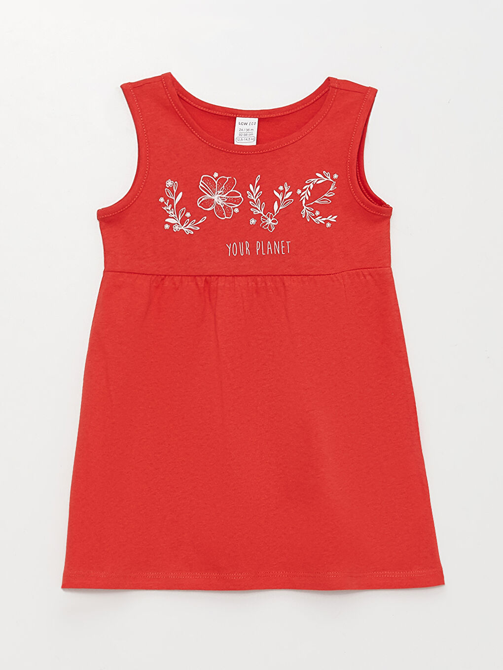 Kırmızı Bisiklet Yaka Baskılı Kız Bebek Elbise