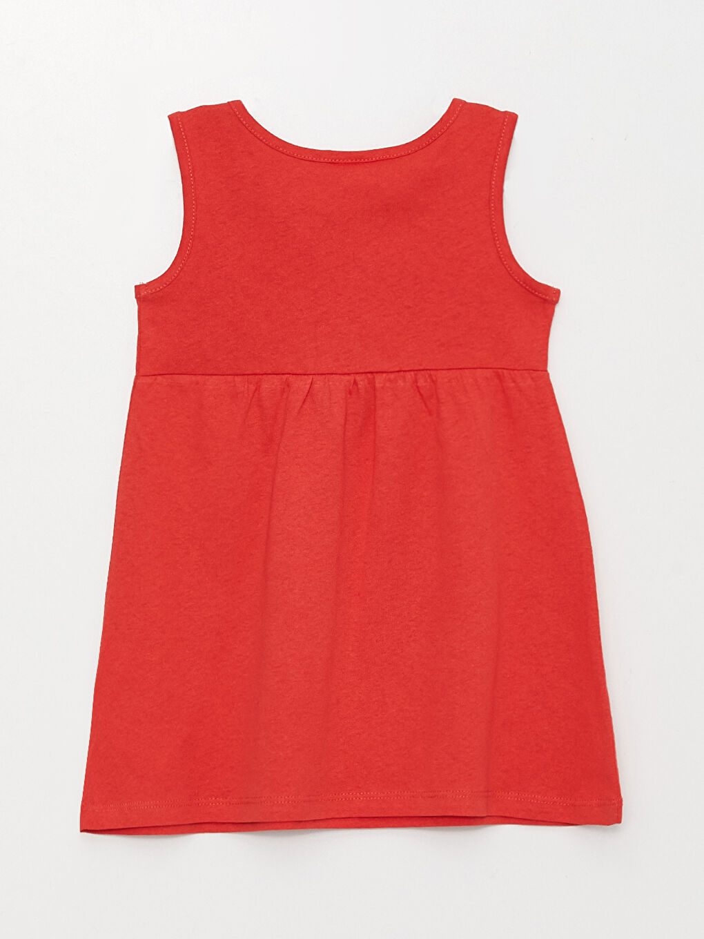 Kırmızı Bisiklet Yaka Baskılı Kız Bebek Elbise-1