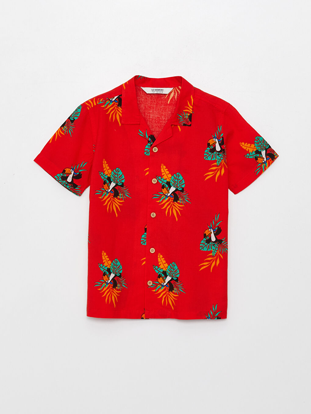 Kırmızı Desenli Kısa Kollu Erkek Çocuk Gömlek