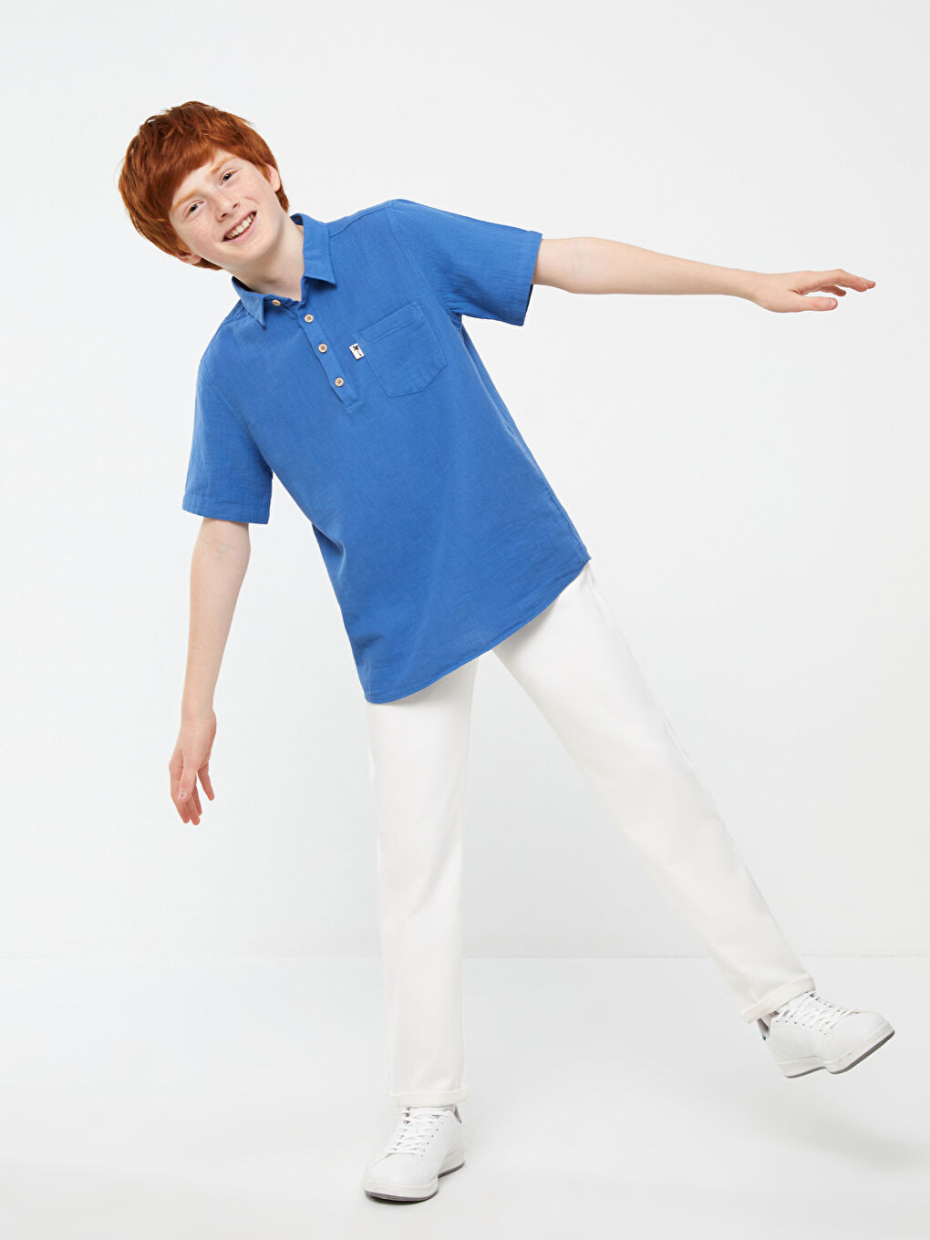 Chemise Basique à Manches Courtes pour Garçons-3