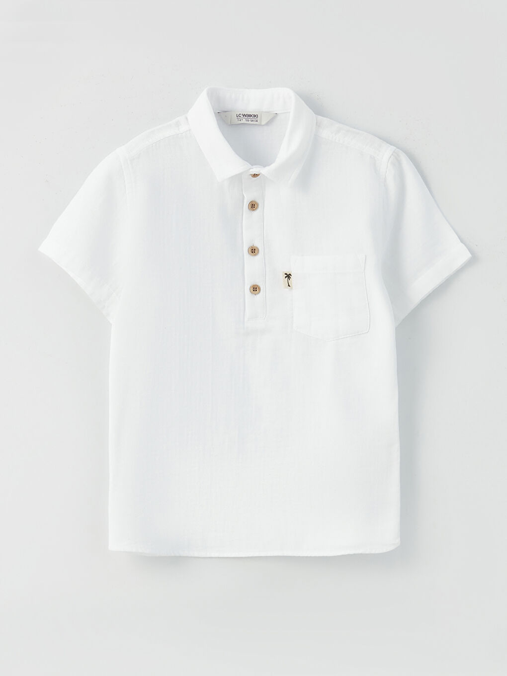 Beyaz Basic Kısa Kollu Erkek Çocuk Gömlek