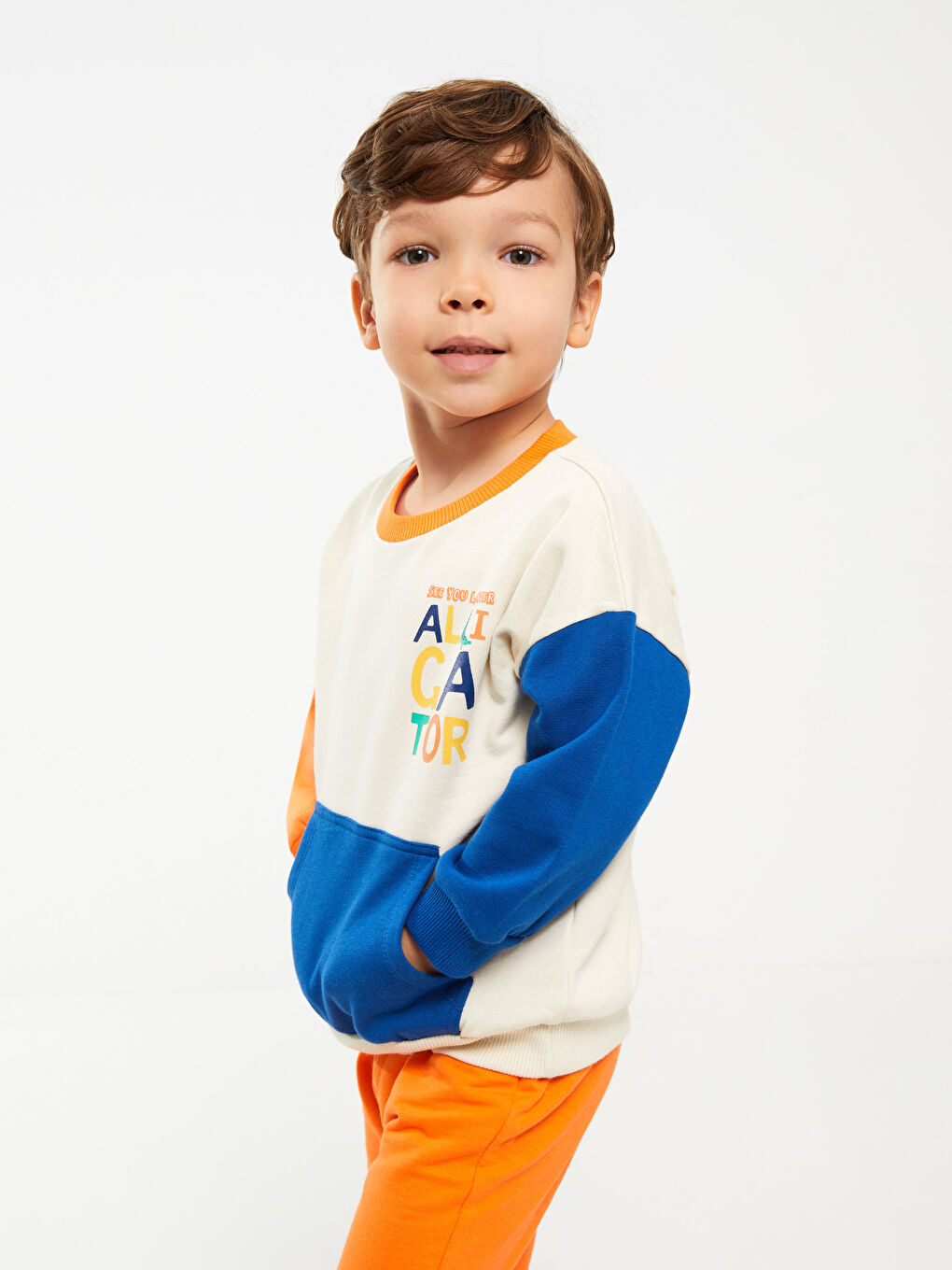 سويت شيرت ياقة دائرية كم طويل أولاد رضع بلوك الألوان-1