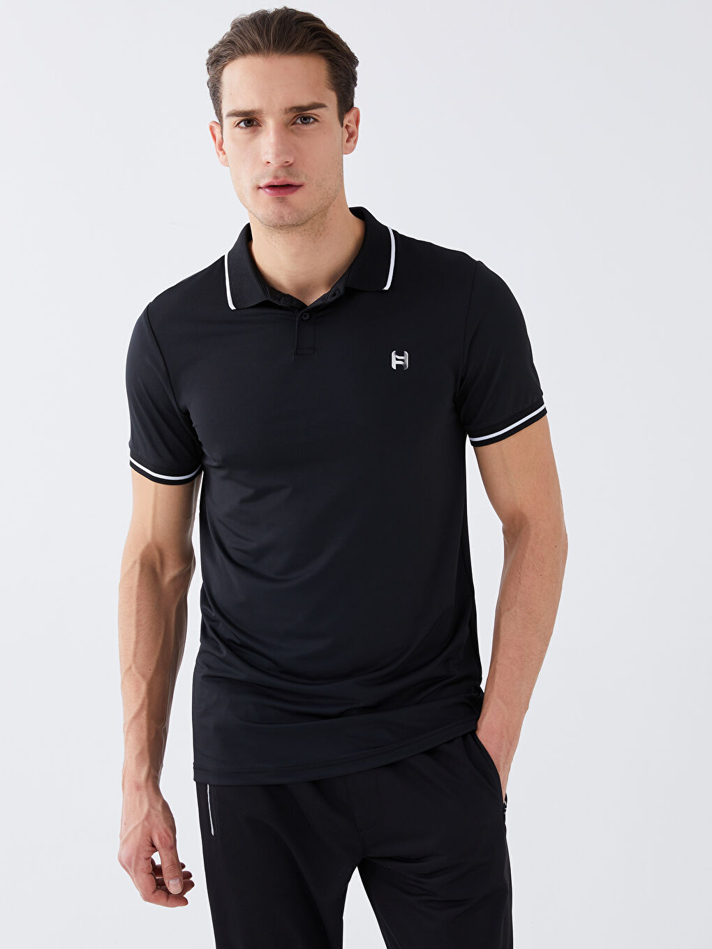 Polo Neck Short Sleeve Men's Sports T-Shirt-1