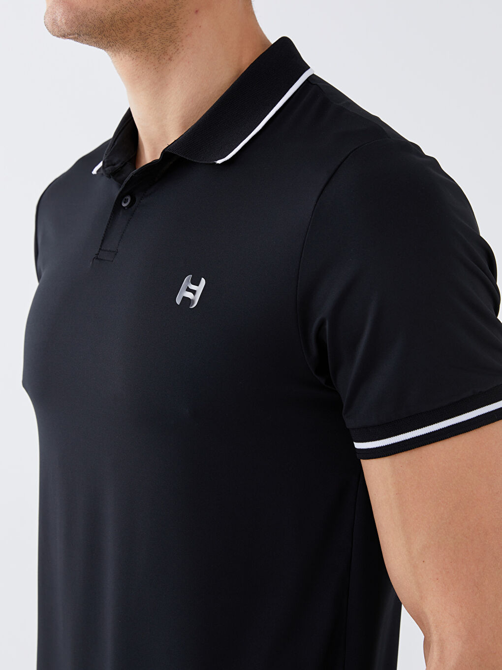 Polo Neck Short Sleeve Men's Sports T-Shirt-3