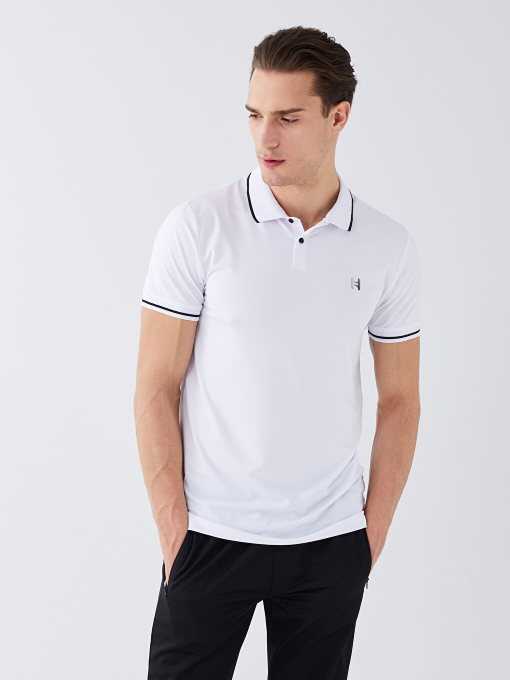 Polo Neck Short Sleeve Men's Sports T-Shirt-1