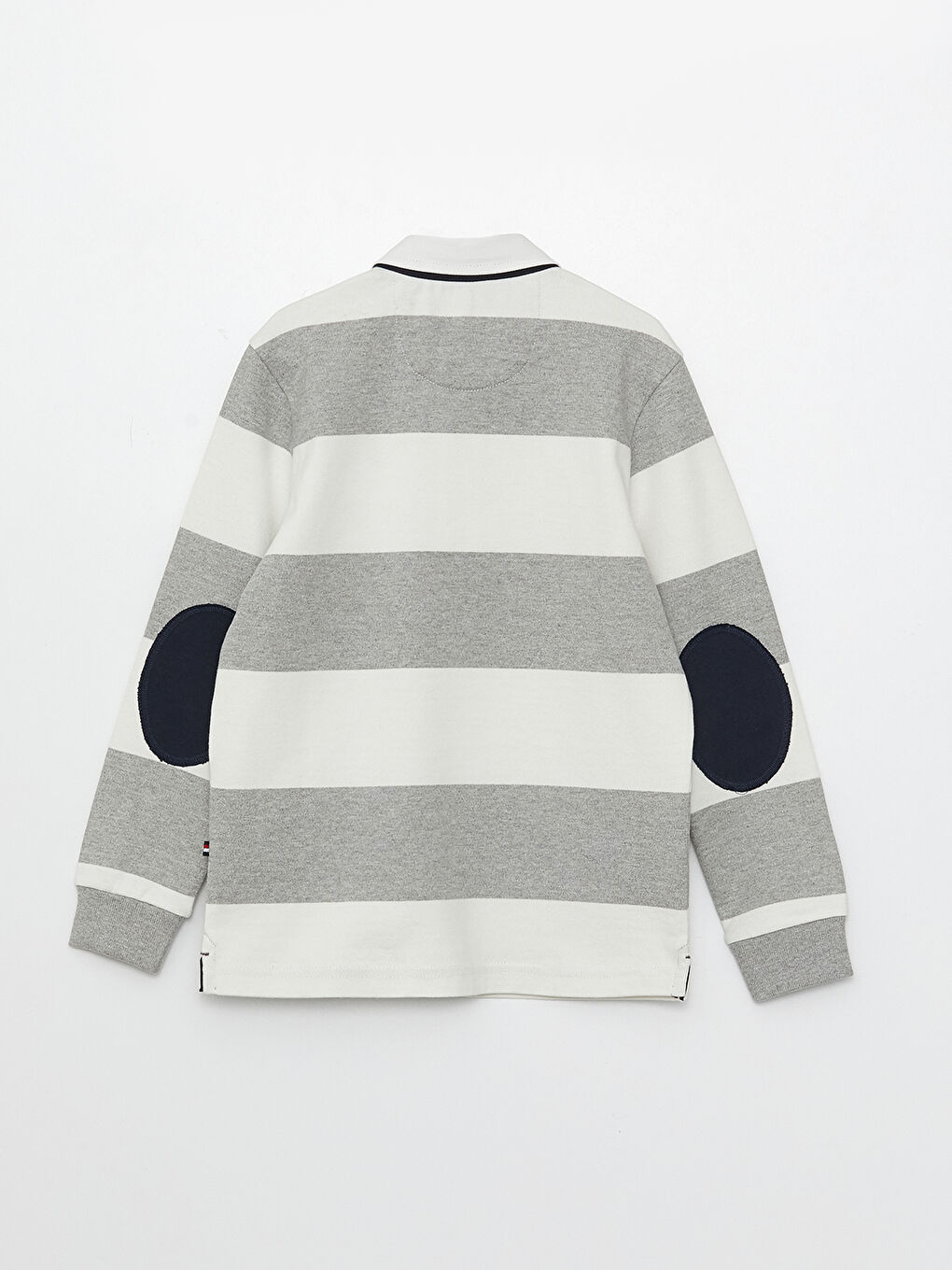 Gri Polo Yaka Çizgili Uzun Kollu Erkek Çocuk Sweatshirt-4